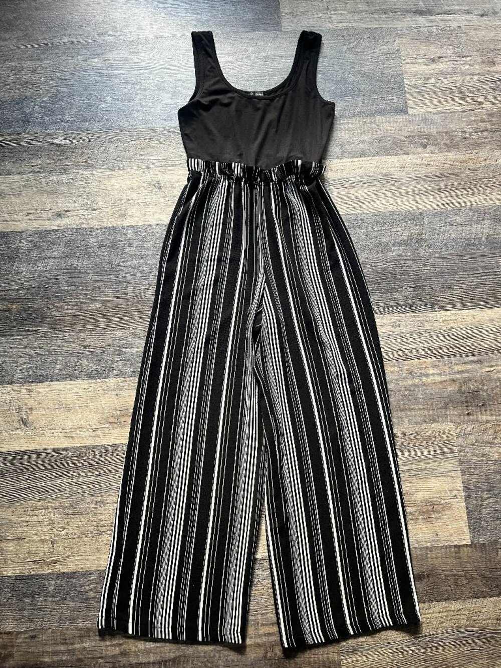 NWOT Lily Rose Wide-Leg Jumpsuit Black Stripes S